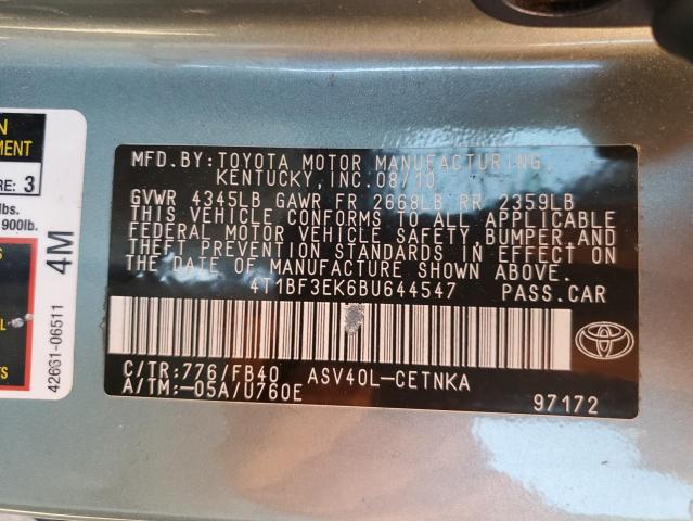 Photo 10 from auction – 2011 TOYOTA CAMRY BASE with VIN 4T1BF3EK6BU644547