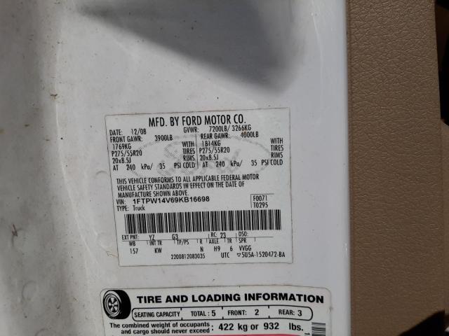 Photo 10 from auction – 2009 FORD F150 SUPER with VIN 1FTPW14V69KB16698