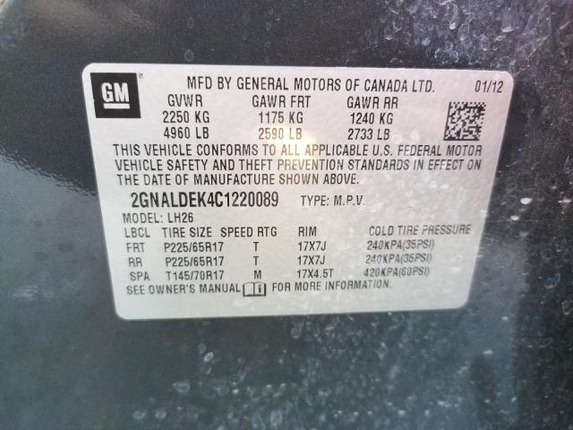Photo 10 from auction – 2012 CHEVROLET EQUINOX LT with VIN 2GNALDEK4C1220089
