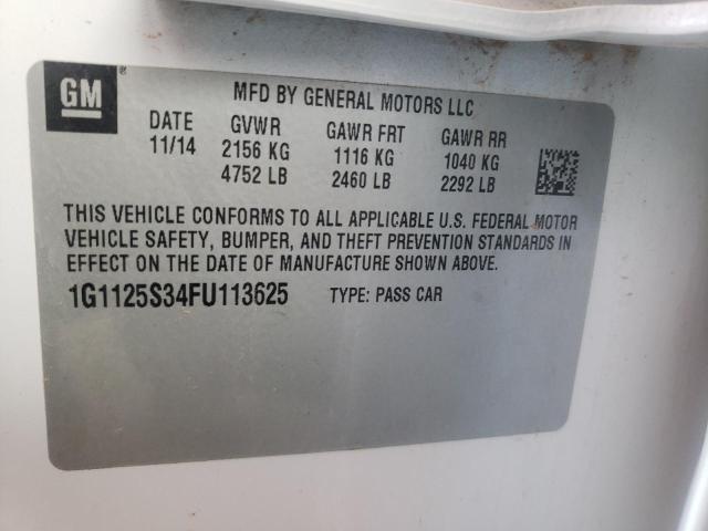 Photo 10 from auction – 2015 CHEVROLET IMPALA LT with VIN 1G1125S34FU113625