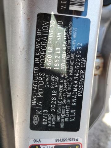 Photo 10 from auction – 2013 KIA RIO LX with VIN KNADM4A34D6229092