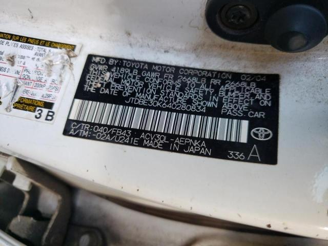 Photo 10 from auction – 2004 TOYOTA CAMRY LE with VIN JTDBE30K640280834
