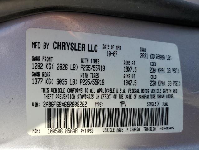 Photo 10 from auction – 2008 CHRYSLER PACIFICA with VIN 2A8GF68X68R608262