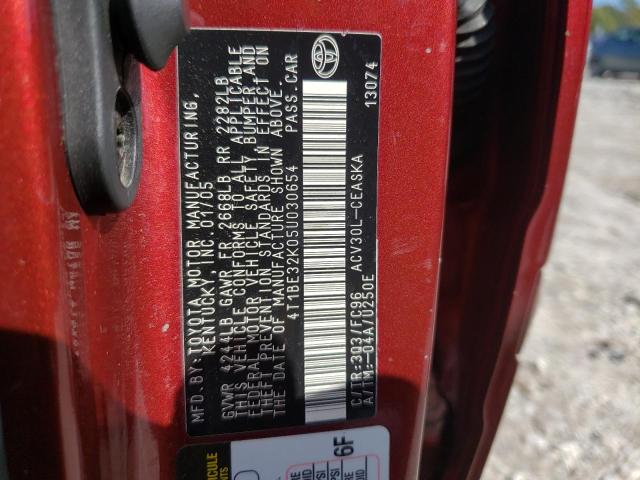Photo 10 from auction – 2005 TOYOTA CAMRY LE with VIN 4T1BE32K05U030654