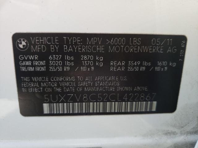 Photo 10 from auction – 2012 BMW X5 XDRIVE5 with VIN 5UXZV8C52CL422867
