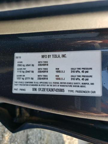 Photo 10 from auction – 2019 TESLA MODEL 3 with VIN 5YJ3E1EA3KF426985