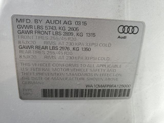 Photo 10 from auction – 2015 AUDI Q5 TDI PRE with VIN WA1CMAFP8FA125000