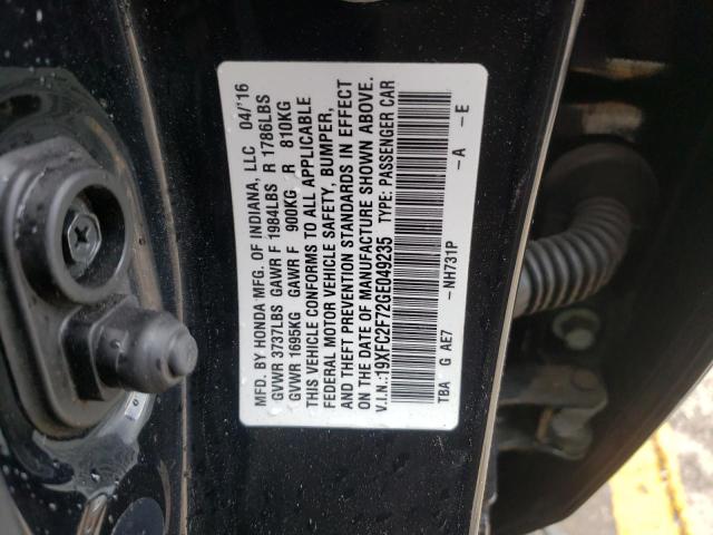 Photo 10 from auction – 2016 HONDA CIVIC EX with VIN 19XFC2F72GE049235