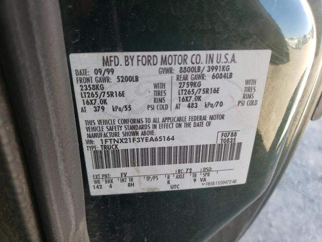 Photo 10 from auction – 2000 FORD F250 SUPER with VIN 1FTNX21F3YEA65164