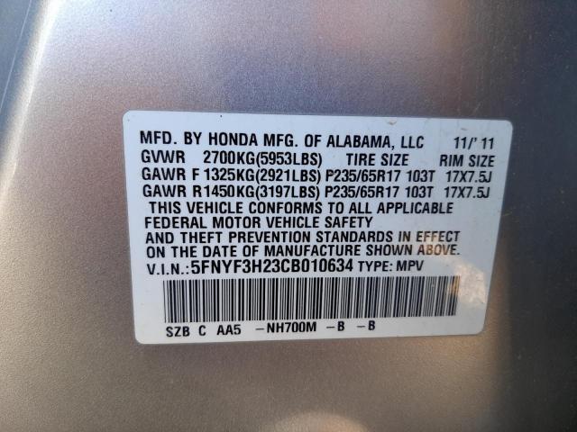 Photo 10 from auction – 2012 HONDA PILOT LX with VIN 5FNYF3H23CB010634