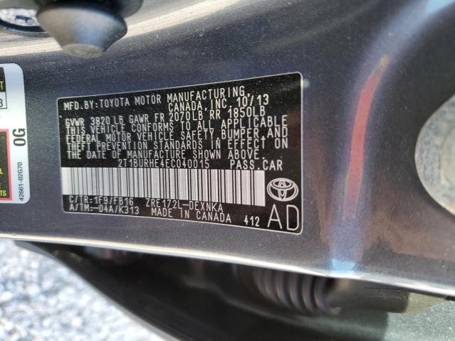 Photo 10 from auction – 2014 TOYOTA COROLLA L with VIN 2T1BURHE4EC040015