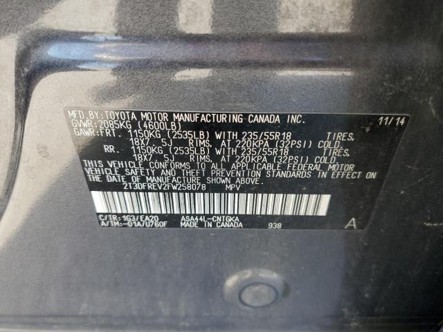 Photo 10 from auction – 2015 TOYOTA RAV4 LIMIT with VIN 2T3DFREV2FW258078