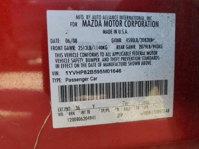 Photo 10 from auction – 2009 MAZDA 6 S with VIN 1YVHP82B595M01646