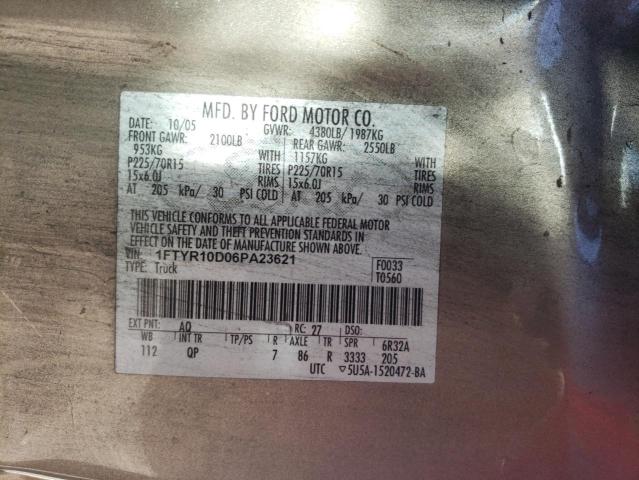 Photo 10 from auction – 2006 FORD RANGER with VIN 1FTYR10D06PA23621