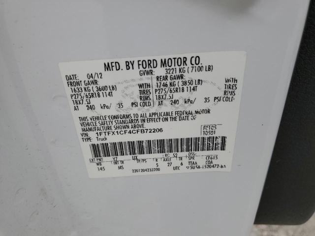Photo 10 from auction – 2012 FORD F150 SUPER with VIN 1FTFX1CF4CFB72206