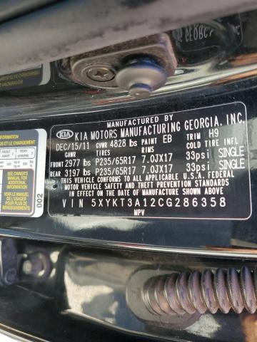 Photo 10 from auction – 2012 KIA SORENTO BA with VIN 5XYKT3A12CG286358