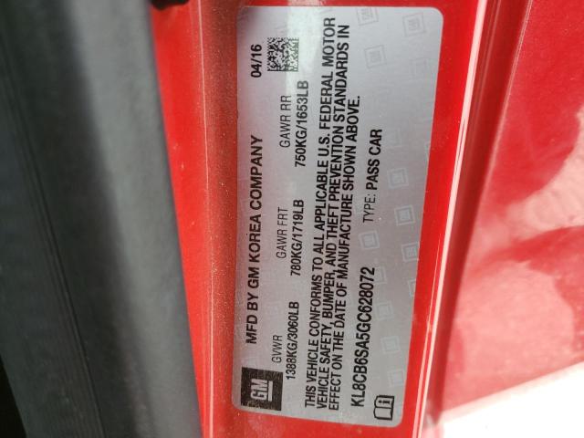 Photo 10 from auction – 2016 CHEVROLET SPARK LS with VIN KL8CB6SA5GC628072