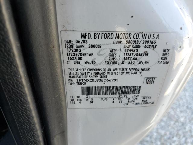 Photo 10 from auction – 2003 FORD F250 SUPER with VIN 1FTNX20L83ED66903