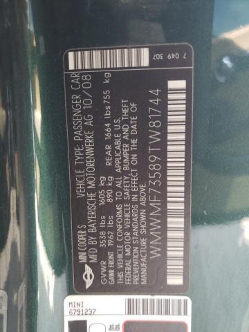 Photo 10 from auction – 2009 MINI COOPER S with VIN WMWMF73589TW81744
