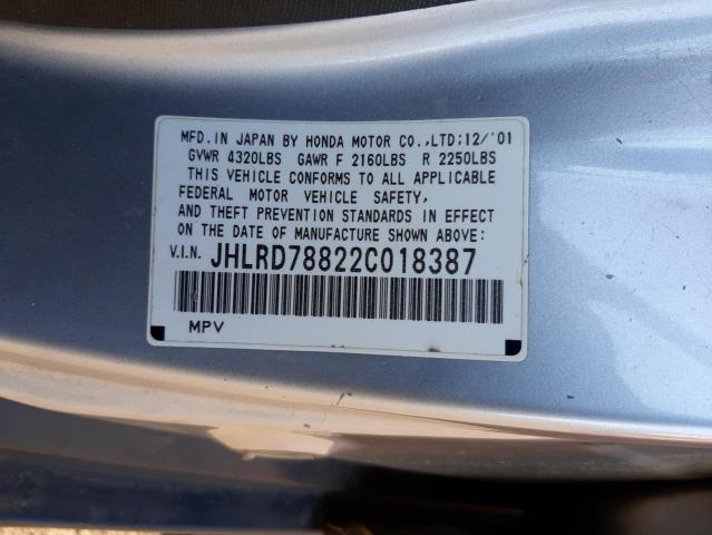 Photo 10 from auction – 2002 HONDA CR-V EX with VIN JHLRD78822C018387
