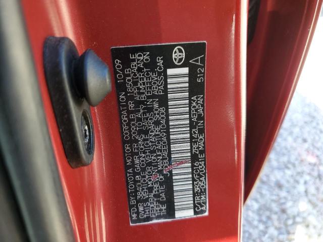 Photo 10 from auction – 2010 TOYOTA COROLLA BA with VIN JTDBU4EE0A9104008