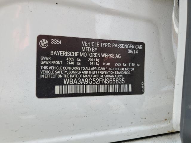 Photo 10 from auction – 2015 BMW 335 I with VIN WBA3A9G52FNS65835