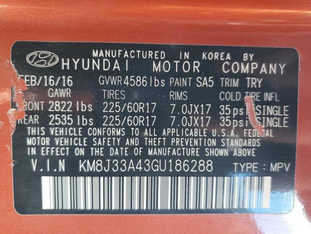 Photo 10 from auction – 2016 HYUNDAI TUCSON LIM with VIN KM8J33A43GU186288