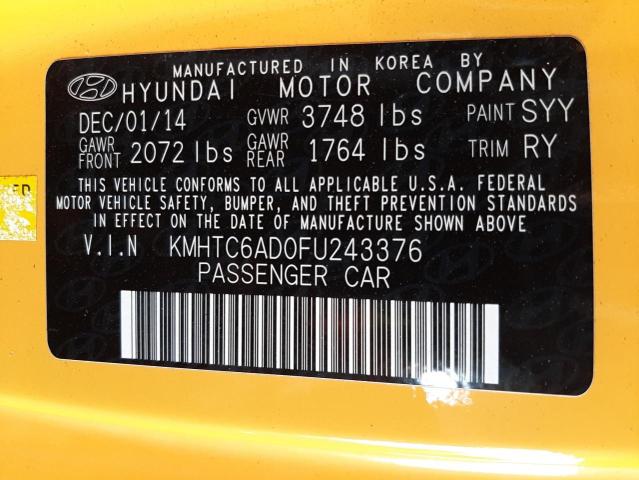 Photo 10 from auction – 2015 HYUNDAI VELOSTER with VIN KMHTC6AD0FU243376