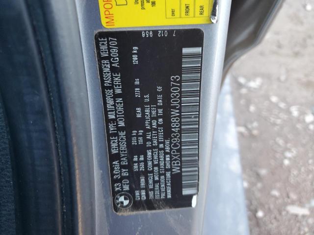 Photo 10 from auction – 2008 BMW X3 3.0SI with VIN WBXPC93488WJ03073