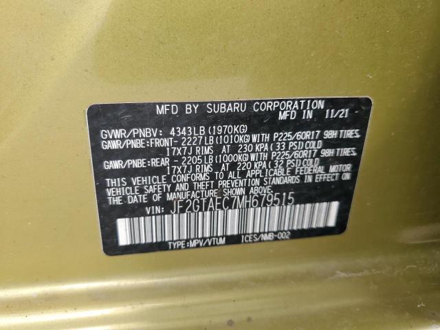 Photo 10 from auction – 2021 SUBARU CROSSTREK with VIN JF2GTAEC7MH679515