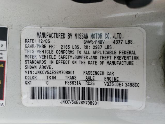 Photo 10 from auction – 2006 INFINITI G35 with VIN JNKCV54E26M708901