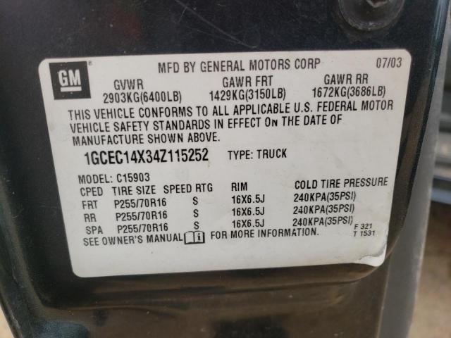 Photo 10 from auction – 2004 CHEVROLET SILVERADO with VIN 1GCEC14X34Z115252