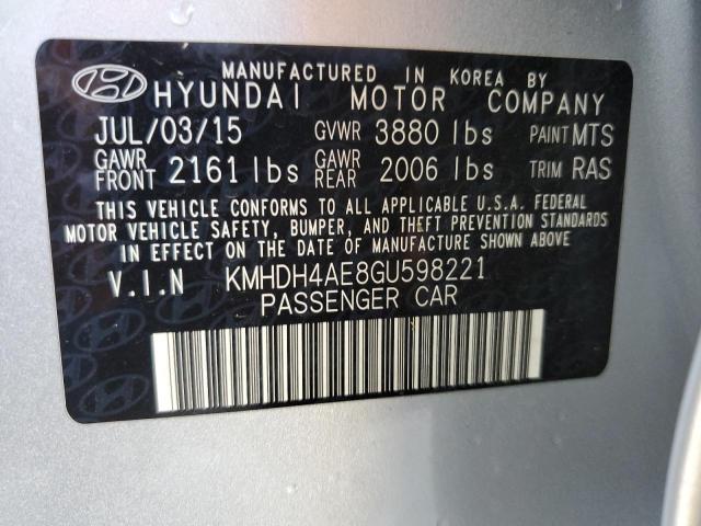 Photo 10 from auction – 2016 HYUNDAI ELANTRA with VIN KMHDH4AE8GU598221