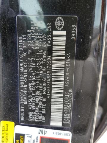 Photo 10 from auction – 2011 TOYOTA CAMRY BASE with VIN 4T4BF3EK8BR170994