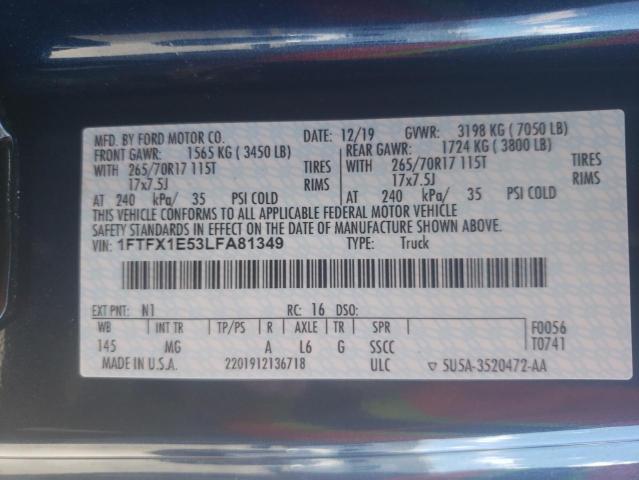 Photo 10 from auction – 2020 FORD F150 SUPER with VIN 1FTFX1E53LFA81349
