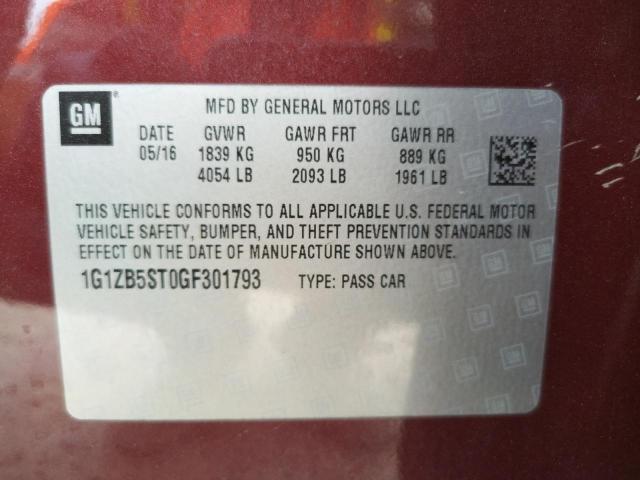 Photo 10 from auction – 2016 CHEVROLET MALIBU LS with VIN 1G1ZB5ST0GF301793