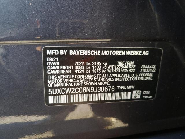Photo 10 from auction – 2022 BMW X7 XDRIVE4 with VIN 5UXCW2C08N9J30676