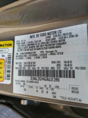 Photo 10 from auction – 2016 LINCOLN MKZ with VIN 3LN6L2G94GR631390