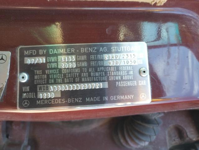 Photo 10 from auction – 1981 MERCEDES-BENZ 300 D with VIN WDBAB30A8BB251721