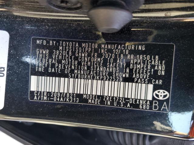 Photo 10 from auction – 2019 TOYOTA COROLLA L with VIN 5YFBURHE3KP922529