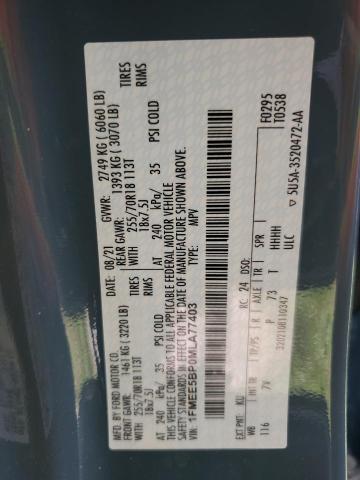 Photo 10 from auction – 2021 FORD BRONCO BAS with VIN 1FMEE5BP0MLA77403