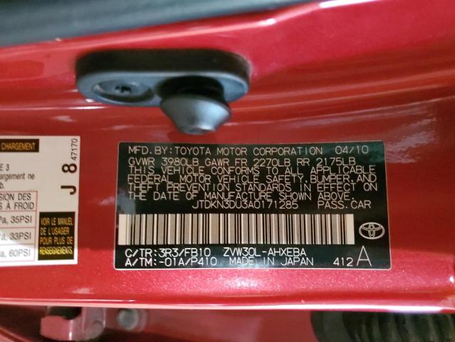 Photo 10 from auction – 2010 TOYOTA PRIUS with VIN JTDKN3DU3A0171285