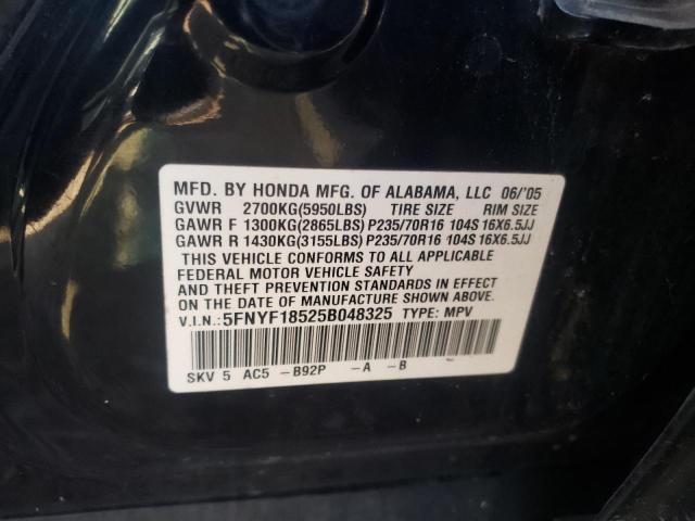 Photo 10 from auction – 2005 HONDA PILOT EXL with VIN 5FNYF18525B048325