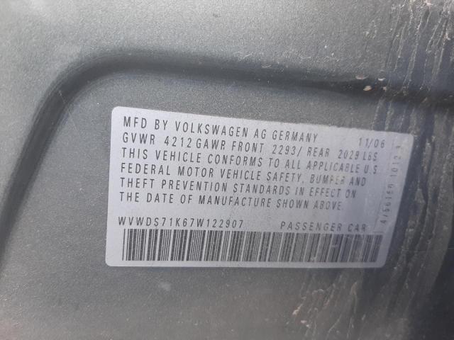 Photo 10 from auction – 2007 VOLKSWAGEN RABBIT with VIN WVWDS71K67W122907