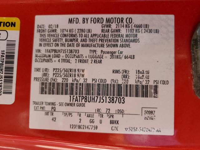 Photo 10 from auction – 2018 FORD MUSTANG with VIN 1FATP8UH7J5138703
