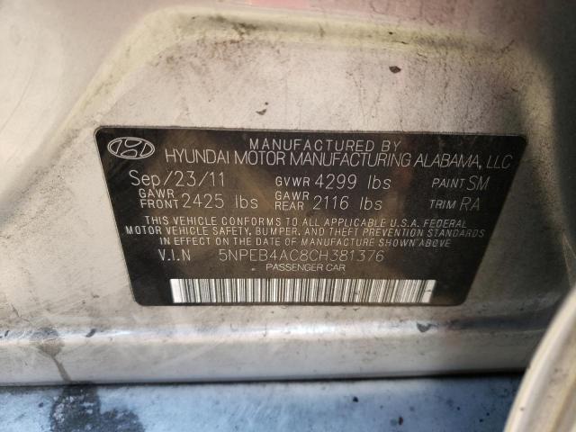 صورة رقم 10 من المزاد - 2012 HYUNDAI SONATA GLS مع VIN 5NPEB4AC8CH381376