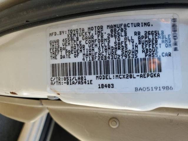 Photo 10 from auction – 2003 TOYOTA AVALON with VIN 4T1BF28B43U279535