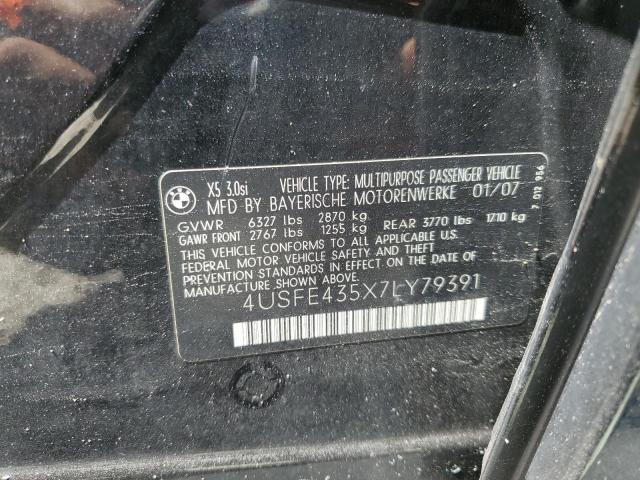 Photo 10 from auction – 2007 BMW X5 3.0I with VIN 4USFE435X7LY79391