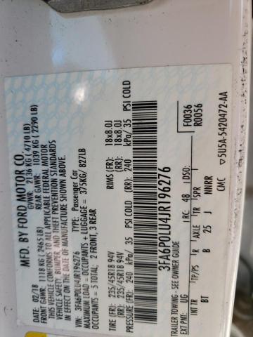 Photo 10 from auction – 2018 FORD FUSION SE with VIN 3FA6P0LU4JR196276