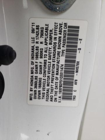 Photo 10 from auction – 2012 HONDA CIVIC LX with VIN 19XFB2F51CE011474